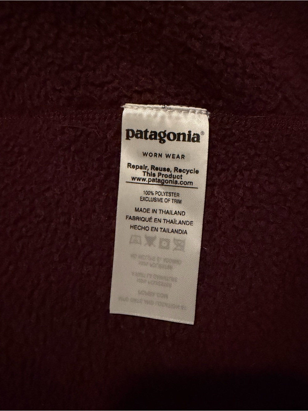 Patagonia Men's Zip-Up Fleece Sweater - Burgundy - Picture 8 of 9